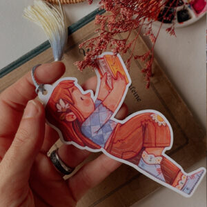 Shaped bookmark Reading girl
